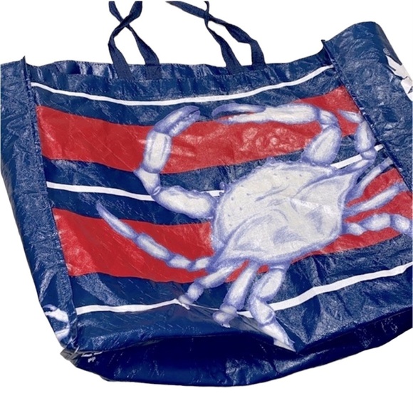 Tj maxx large reusable bag blue crab print - Picture 1 of 5